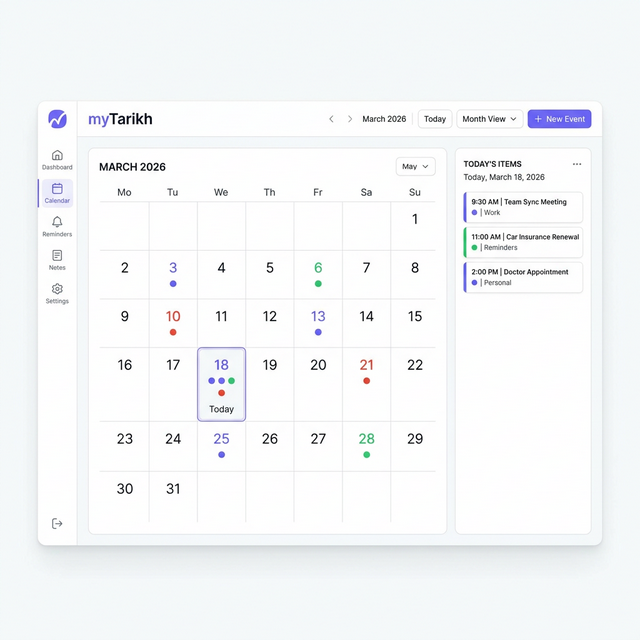 myTarikh Kalendar — Paparan visual tarikh penting